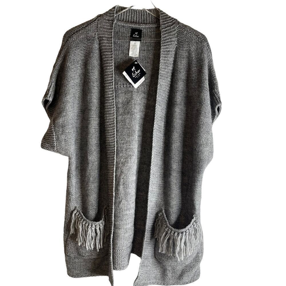 NWT Echo Open Front Boho Fringe Cardigan Sweater Size Women's Medium